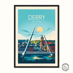 The Peace Bridge, Derry City Travel Poster Print, Londonderry Travel Poster, Unframed Poster by Studio Inception