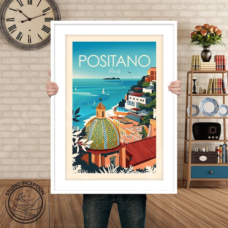 Italy Print Italy Poster Positano Print Travel Poster Travel Print Amalfi Coast Art Print Italy Travel Gift image 1
