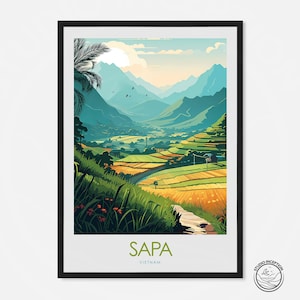Sapa Minimal Travel Poster Print Sa pa Poster Vietnam Gift Sapa Wall Art Framed Prints