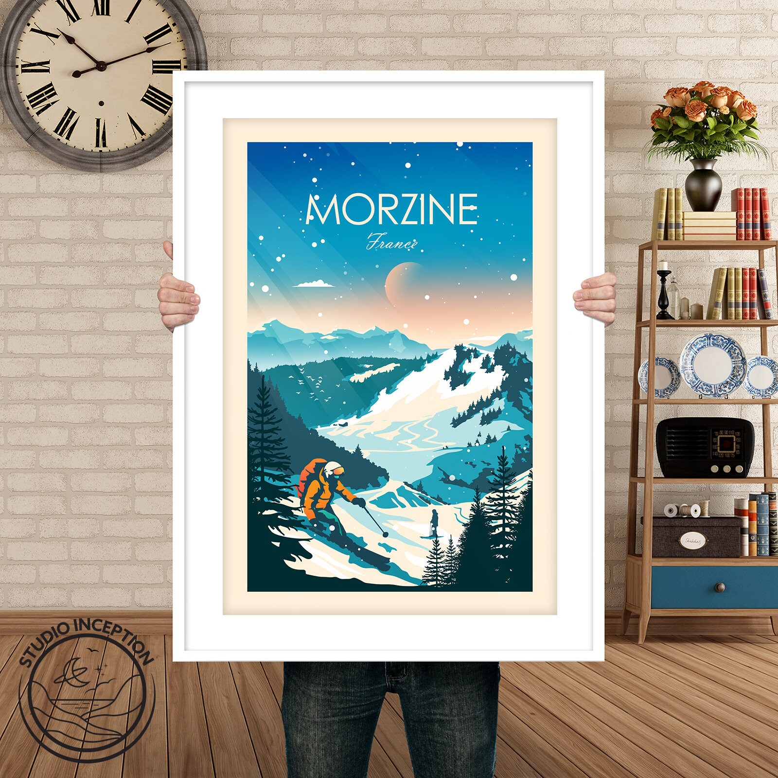 Ski Morzine Print Poster Skiing Art France Ski Resort sold by