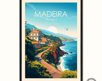 Madeira Traditional Travel Print Madeira Wall Hanging Wall Art Portugal Home Decor Madeira Gift Portugal Art