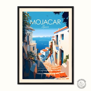 Póster de viaje de Mojácar, España, Almería, Andalucía, arte mural, regalo de viaje