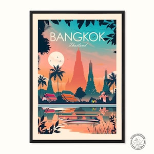 Bangkok Print Poster, Bangkok Wall Art, Gift, Asia Poster Print, Bangkok Thailand Painting, Wall Decor, Studio Inception