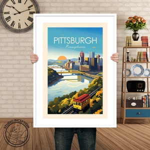 Impression voyage Pittsburgh, art mural Pittsburgh, Ohio, cadeau Pittsburgh, affiche de la Pennsylvanie, tenture murale de l'Ohio, décoration d'intérieur, art mural image 5