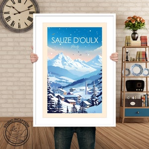 Ski Print Sauze d'Oulx Poster Skiing Art Italy Poster Travel Gift Art Print Ski Gift image 6