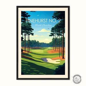 Pinehurst Print Pinehurst No 2 Golf Course Poster Gift for Golfer North Carolina Golf Print Framed Golfing Poster Customised Golfing Gift