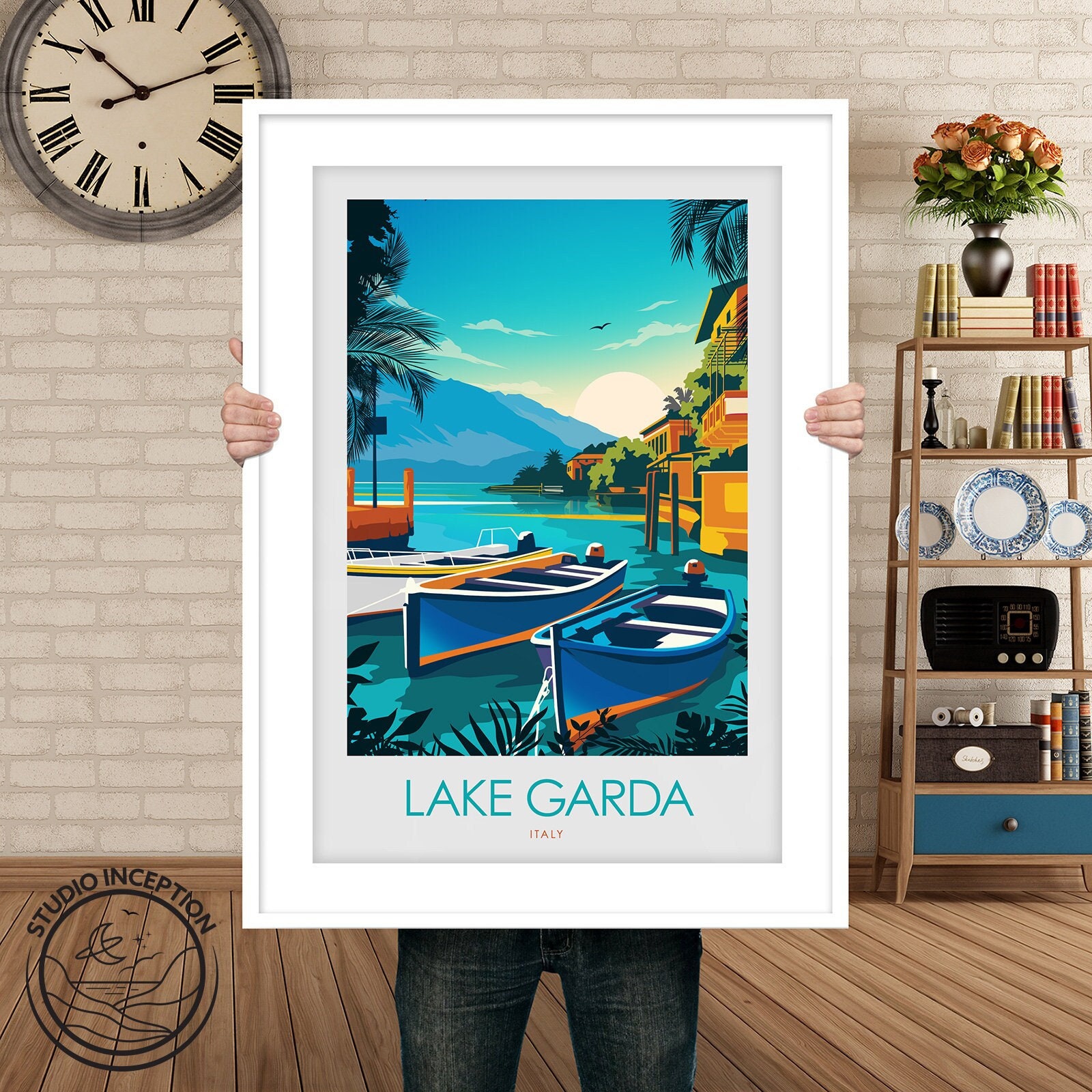 Italy Print Lake Garda Poster Travel Poster Travel Gift Honeymoon 