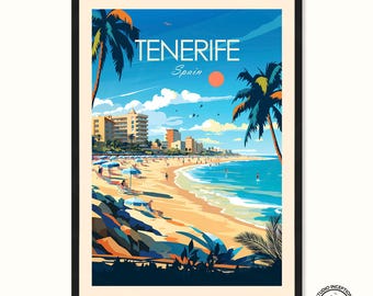 Lámina tradicional de Tenerife, póster de España, arte mural de las Islas Canarias, póster de viaje de Tenerife, regalo artístico personalizado, pintura de Tenerife, souvenir