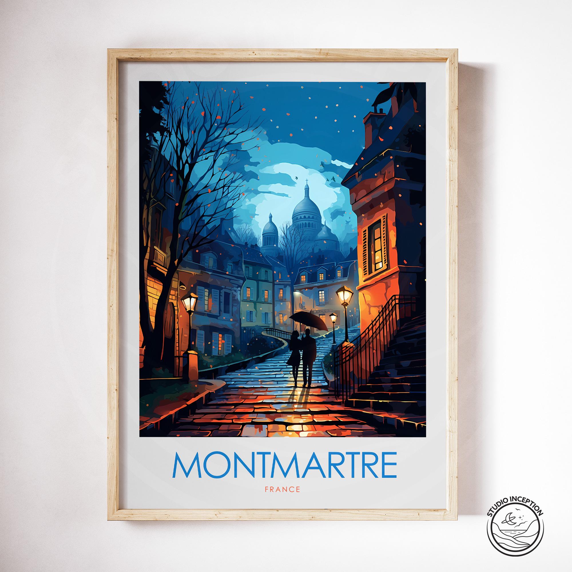 Montmartre Art Print Paris Travel Poster Montmartre Wall Art Sacre