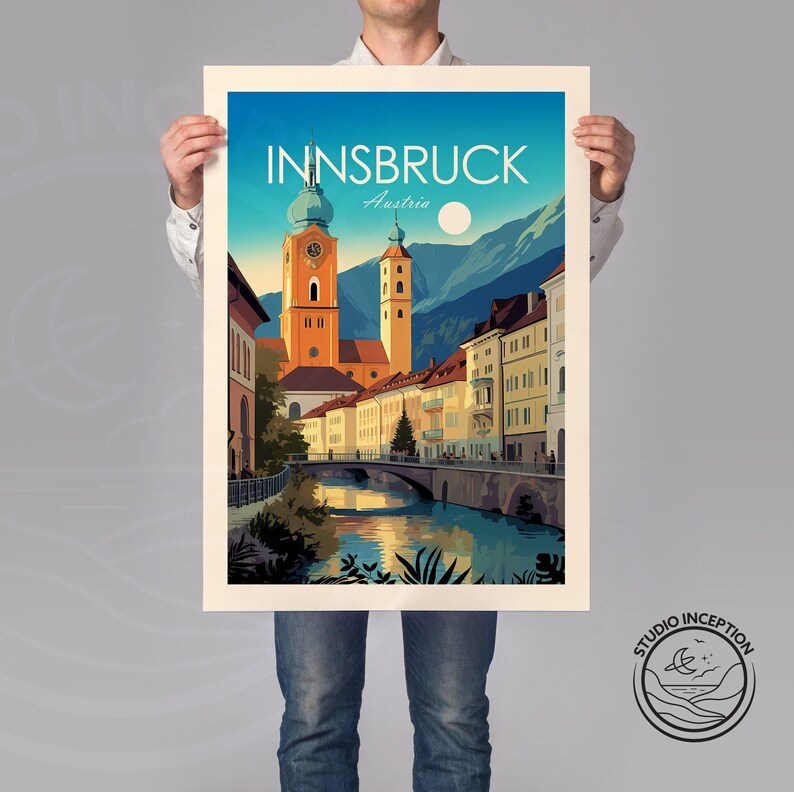 Innsbruck Travel Print Austria Poster Home Decor Landscape Art Print Innsbruck Wall Art Travel Gift Wedding Present image 2
