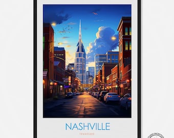 Nashville Tennessee Print Nashville Travel Poster Tennessee Travel Gift, Tennessee Poster Nashville Gift Wall Art