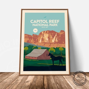 Fruita Barn Capitol Reef National Park Travel Poster Art Print Capitol Reef Poster Print image 3