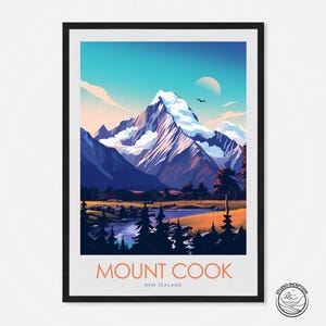 Mount Cook Aoraki New Zealand Travel Print Poster by Studio Inception