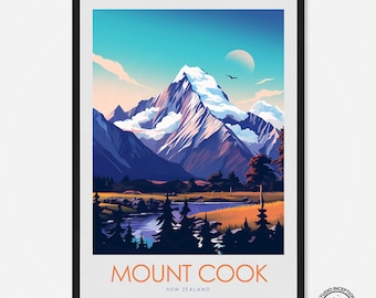 Póster de viaje al Monte Cook Aoraki, Nueva Zelanda, de Studio Inception