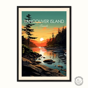 Vancouver Island sunset Travel Print Canada Travel Poster Home Decor Gift Framed Art Prints