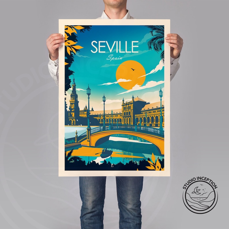 Seville Print, Spain Wall Art, Seville, Seville Travel Poster, Madrid Art, Spain, Wall Art, Spain Prints, Spain Decor image 1