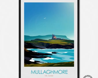 Mullaghmore Co Sligo Art Print, Poster Print, Travel Poster, Travel Print, Ireland Print, Ireland Art, Minimalist Poster, Classiebawn Castle