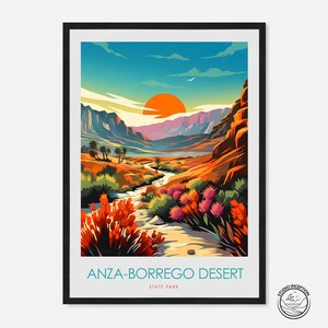 Póster del Parque Estatal del Desierto de Anza Borrego, California, regalo de viaje, arte mural del desierto de Colorado, decoración del hogar