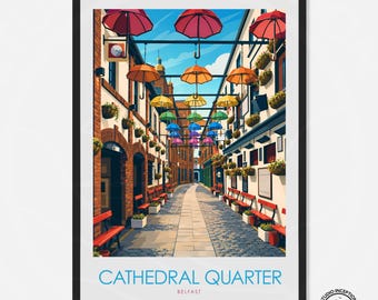 Belfast Cathedral Quarter Print Belfast Cityscape Wall Art Northern Ireland Travel Poster Duke of York Belfast