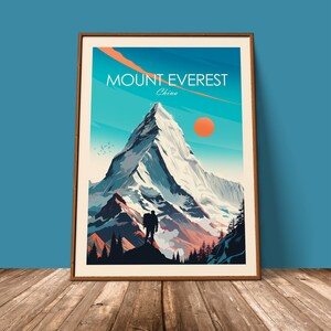 Stampa artistica del Monte Everest, poster da viaggio, arte murale cinese, decorazione da parete, regalo da viaggio immagine 8