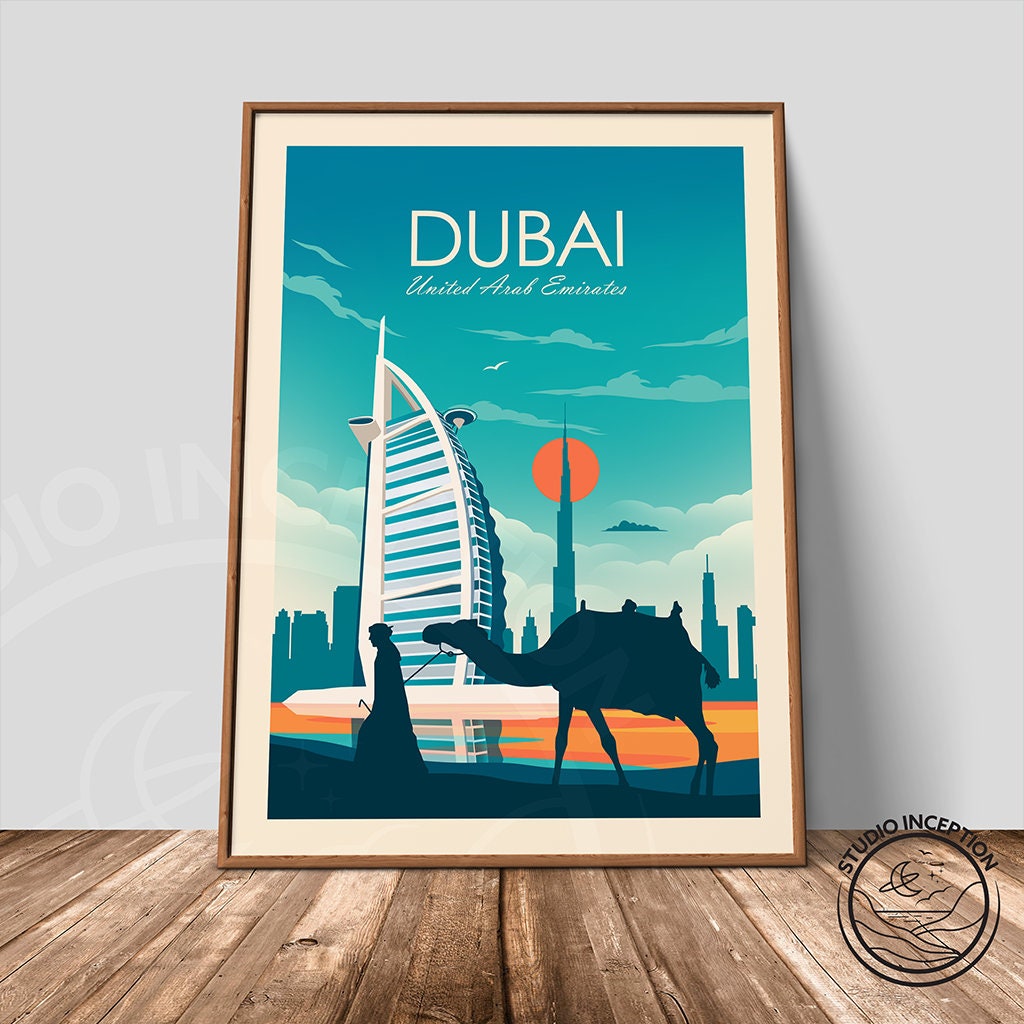 Dubai Art Print Featuring Burj Al Arab Dubai Travel Poster Etsy Singapore