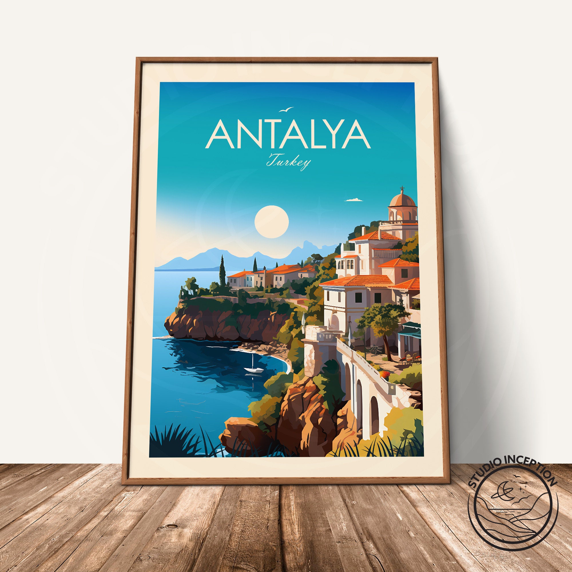 Antalya Travel Print, Turkey Wall Art, Antalya Gift, Travel Poster