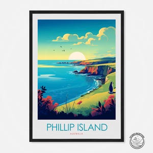 Stampa di Phillip Island, poster di viaggio in Australia, arte murale di Phillip Island, decorazione da viaggio personalizzata, regalo di viaggio personalizzato