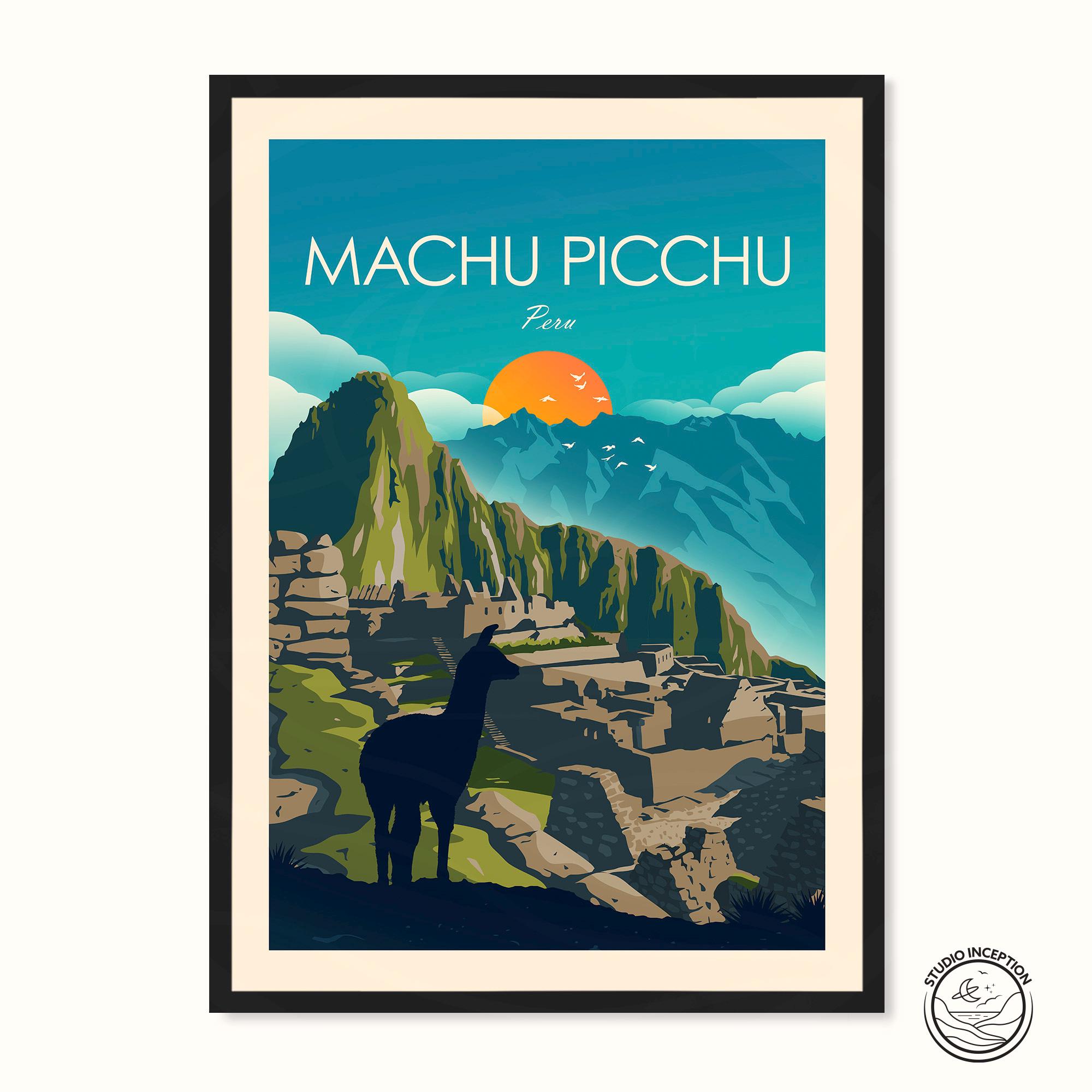 Machu Picchu Peru Print | Peru Travel Poster | Cusco Print Poster South America Wall Art