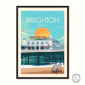 Impresión de viaje de Brighton, póster de viaje, Inglaterra, Reino Unido