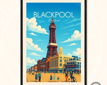 Blackpool-print, reiscadeau, Blackpool Tower-poster, Engeland-print, reisposter, reisposter, reisposter verkrijgbaar in verschillende maten