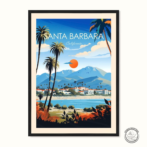 Santa Barbara Traditional Travel Print California Poster Santa Barbara Photo USA Travel Art Travel Gift with Customised Options