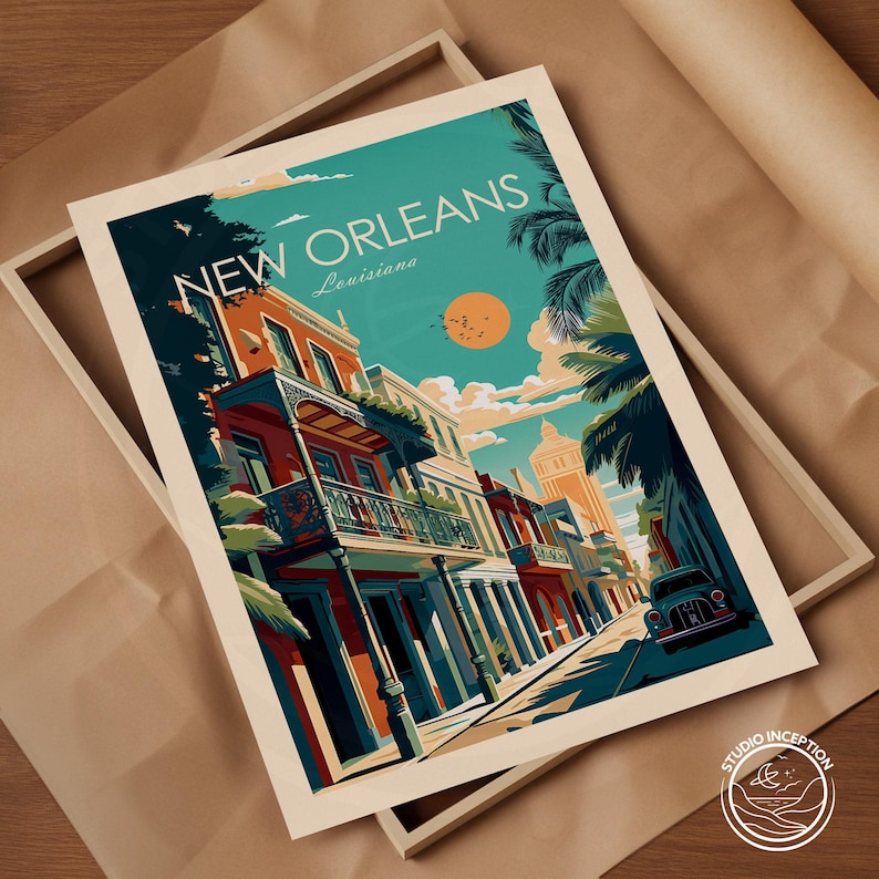 New Orleans Traditional Travel Print Louisiana Wall Art United States Poster New Orleans Gift Custom Travel Art Prints image 7