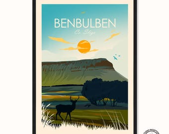 Benbulben Print, Benbulbin Print, Co Sligo Travel Print, Irish Art, Ireland Print, Ireland Poster by Studio Inception