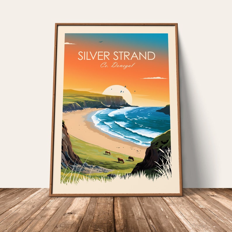 Silver Strand Malin Beg Traditional Print Donegal Travel Print Ireland Wall Art Silver Strand Beach Travel Poster Gift image 5