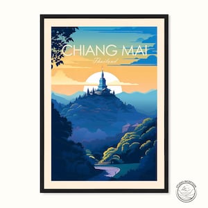 Chiang Mai Print Poster, Chiang Mai Wall Art, Gift, Asia Poster Print, Thailand Painting, Wall Decor, Studio Inception