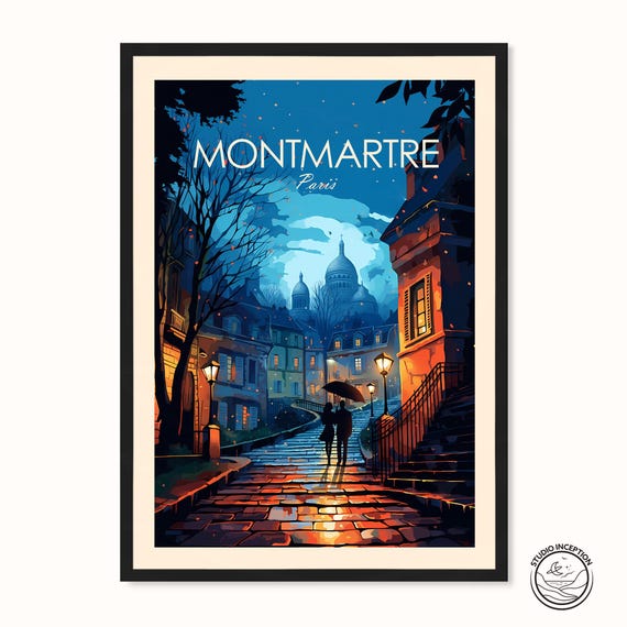 Montmartre Paris Print France Travel Poster Montmartre Wall Art