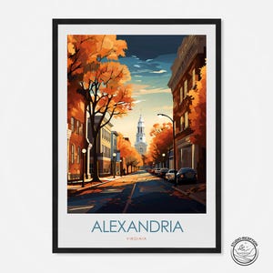 Alexandria minimal print, Framed Travel Poster of Alexandria Virginia, Travel Gift, Personalised print, Gallery Wall prints, USA prints