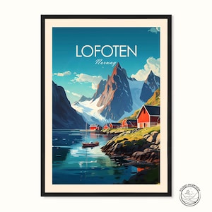Lofoten Traditioneller Druck, Norwegen Reisedruck, Poster, Lofoten Wandkunst, Skandinavischer Druck, Die Lofoten, Norwegen Reisegeschenk