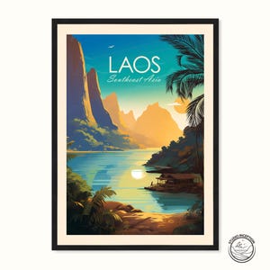 Laos Print, Travel Poster, Laos Wall Art, Asia landscape for travel lovers gift