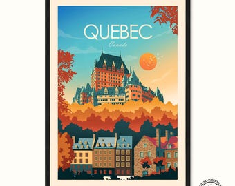 Quebec Print Canada Travel Print featuring Château Frontenac, Art Print, Travel Print, Travel Poster, Wall Art