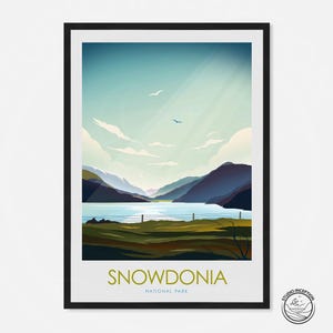 Snowdonia Print Travel Poster, National Park, Wales Travel Print,Art Prints, Wales, Graphic Print, Poster, Print