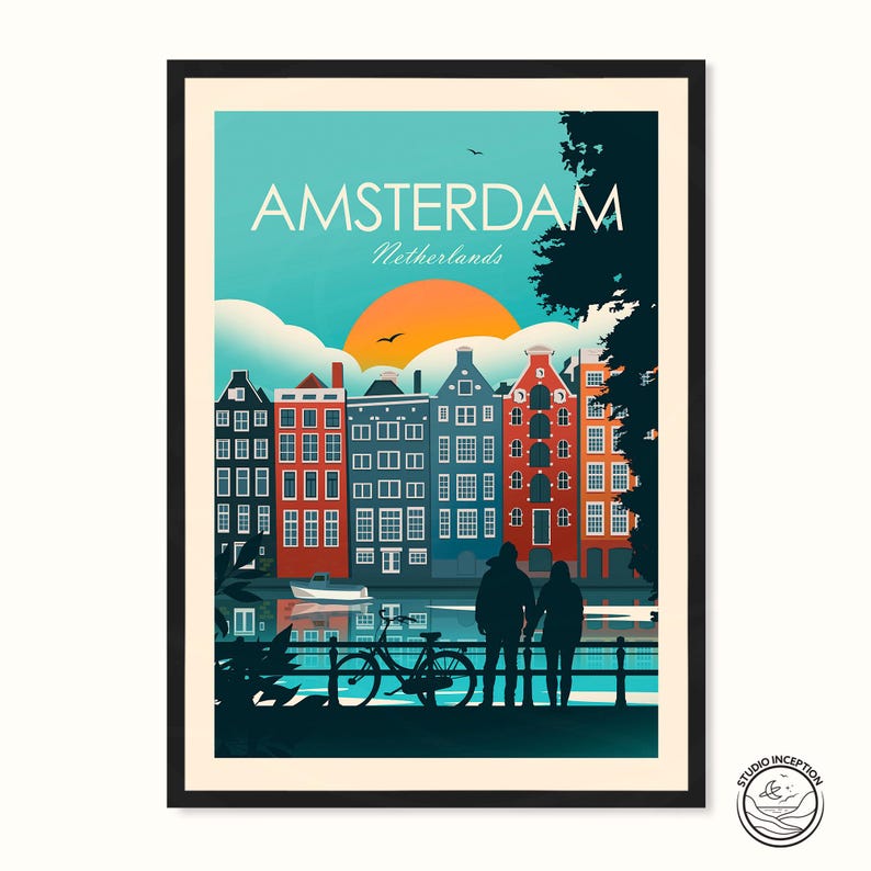 Amsterdam Print, Netherlands Wall Art, Holland, Amsterdam Poster, Travel Art, Travel Print, Wall Art, Travel Poster, Living Room Prints immagine 1