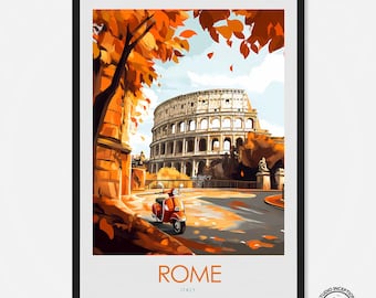 The Colosseum Print Rome Travel Poster Italy Wall Art Rome Travel Art Wedding gift Honeymoon Engagement present custom text framing options