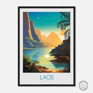 Laos Minimal Print, Laos Travel Poster, Laos Wall Art, Asia Home Decor wall hanging