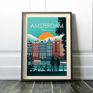 Amsterdam Print, Netherlands Wall Art, Holland, Amsterdam Poster, Travel Art, Travel Print, Wall Art, Travel Poster, Living Room Prints immagine 8