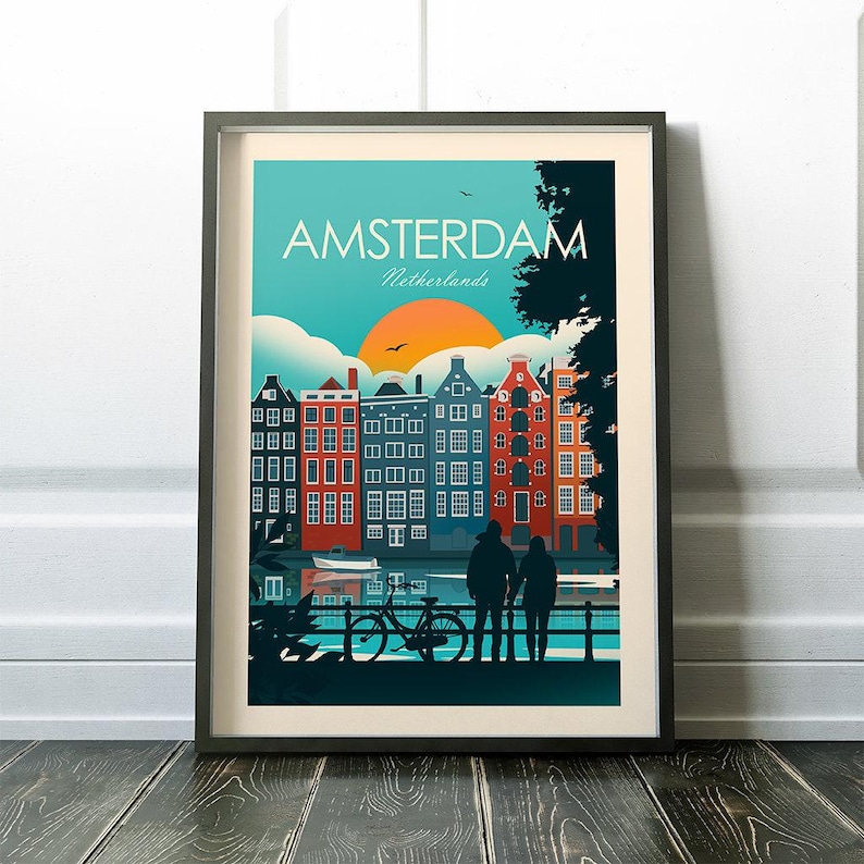 Amsterdam Print, Netherlands Wall Art, Holland, Amsterdam Poster, Travel Art, Travel Print, Wall Art, Travel Poster, Living Room Prints immagine 8