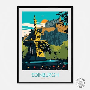 Edinburgh City Print Scotland Print Edinburgh Wall Art Edinburgh Travel Poster Edinburgh Cityscape Wall Hanging Framed Travel Gift Scotland