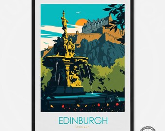 Edinburgh City Print Scotland Print Edinburgh Wall Art Edinburgh Travel Poster Edinburgh Cityscape Wall Hanging Travel Gift Scotland