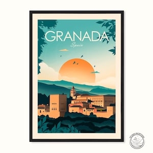 Stampa di Granada, arte murale della Spagna, regalo della Spagna, poster della Spagna, arte di Barcellona, Spagna, arte murale, stampe della Spagna, Andalusia