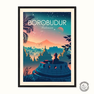 Borobudur Print Poster, Borobudur Temple, Indonesia Print, Wall Art, Gift, Asia Poster Wall Decor Studio Inception